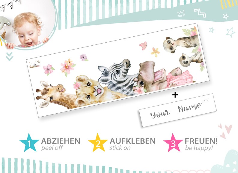 Türsticker Dschungeltiere Wandsticker für Kinderzimmer Wandtattoo Babyzimmer Türaufkleber Wandaufkleber selbstklebend Tür Sticker DK1124 image 6