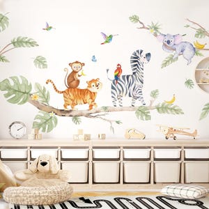 Animaux de la jungle XXL set de stickers muraux pour chambre d&#39;enfant Stickers safari stickers muraux pour chambre de bébé stickers muraux décoration murale DK1107