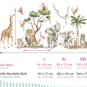 XXL wall sticker set for children's room jungle animals wall sticker safari jungle for baby room wall sticker watercolor self-adhesive DK1050 image 2