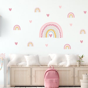 Rainbow and hearts wall stickers for children&#39;s rooms wall stickers for baby rooms pink wall stickers self-adhesive decoration DK1081