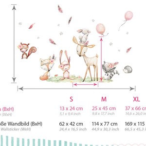 Animaux de la forêt ensemble stickers muraux pour chambres d'enfants sticker mural cerf lapin renard chambre de bébé stickers muraux ballon décoration murale DK1098 image 2