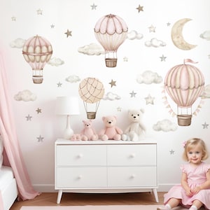 Wall sticker hot air balloon clouds wall sticker for children's room watercolor boho wall sticker for baby room self-adhesive decoration DK1165