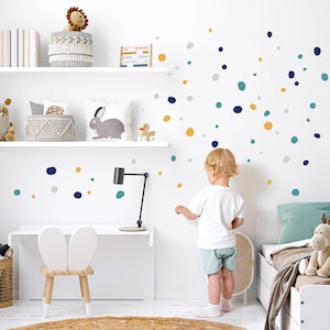 Wall stickers dots 92 pieces set wall sticker children&#39;s room adhesive dots dots blue mint yellow baby room wall stickers self-adhesive DK1018