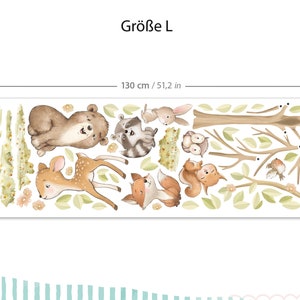 Autocollant mural animaux de la forêt avec arbre, autocollant mural pour chambre d'enfant, autocollant mural animaux bohème pour décoration de chambre de bébé, autocollant DK1147 image 3