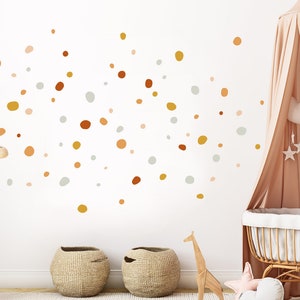 Polka Dot Set, 92 Pieces, Wall Decals for Children's Rooms, Adhesive Dots, Wall Stickers, Dots, Red, Beige, Yellow, Wall Stickers for Baby Rooms, Self-Adhesive, DK1006