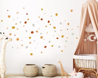 Polka Dots Set of 92 Wall Stickers for Children's Rooms Adhesive Dots Wall Stickers Dots Red Beige Yellow Wall Stickers for Baby Rooms Self-Adhesive DK100