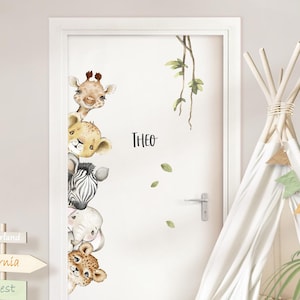 Door sticker for children&#39;s room jungle animals wall sticker for baby room door sticker safari wall sticker decoration self-adhesive DK1054