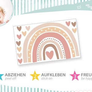 Wandtattoo Regenbogen mit Herzen Wandsticker für Babyzimmer Wandaufkleber für Kinderzimmer Deko selbstklebend DK1035 Bild 5