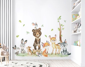 Forest animals set wall stickers for children's rooms wall stickers bunny bear fox wall stickers for baby rooms self-adhesive wall decoration DK1028