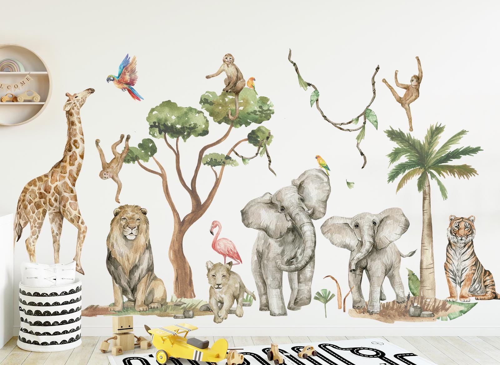 Autocollant Mural Safari Jungle - Art Animalier Sauvage, Style Moderne, Pour Chambre Ou Voiture