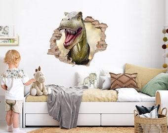 Autocollant mural dinosaure effet 3D, autocollant mural pour chambre d'enfant Dino t-rex, décoration de chambre de jeunesse DK1042