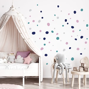 Dots set wall stickers for children&#39;s rooms 92 pieces adhesive dots blue pink mint wall sticker for baby room wall stickers dots circles DK1008