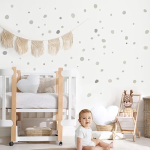 Adhesivos de pared 92 lunares set tatuaje de pared habitación de los niños adhesivo puntos círculos gris beige azul pegatinas de pared puntos habitación del bebé autoadhesivo DK1024