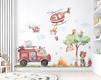 Muursticker brandweer XXL stickerset kinderkamer muursticker babykamer dieren boom muursticker zelfklevende decoratie DK1039