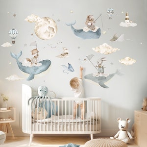 Wall sticker ocean wall tattoo for children's room underwater world animals wall sticker for baby room whale decoration self-adhesive DK1138