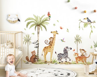 DekoKinderzimmer Wandtattoo Dschungeltiere Zebra Giraffe DK1146