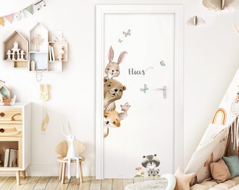 Türsticker für Kinderzimmer Waldtiere Wandtattoo für Babyzimmer Türaufkleber Wandsticker Tür Wandaufkleber selbstklebend DK1120