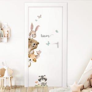 Türsticker für Kinderzimmer Waldtiere Wandtattoo für Babyzimmer Türaufkleber Wandsticker Tür Wandaufkleber selbstklebend DK1120