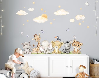 Jungle Animals Set Wall Decal for Children's Room, Wall Stickers for Baby Room, Wall Decals Lion Giraffe, Wall Decoration DK1031