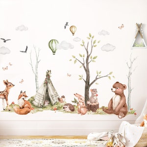 Adesivi da parete XXL animali della foresta set adesivi da parete per la cameretta dei bambini adesivi da parete per la cameretta dei bambini decorazione murale della camera da letto DK1112 immagine 1