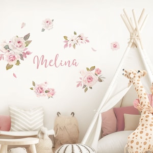 Wall sticker flowers set roses wall sticker personalized for baby room wall sticker for children's room bedroom decoration self-adhesive DK1106 image 1