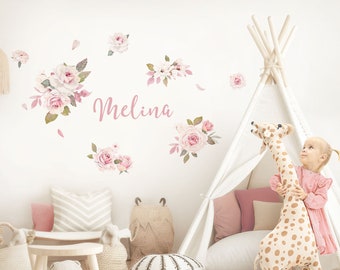 Muursticker bloemen set rozen muursticker gepersonaliseerd voor babykamer muursticker voor kinderkamer slaapkamer decoratie zelfklevend DK1106