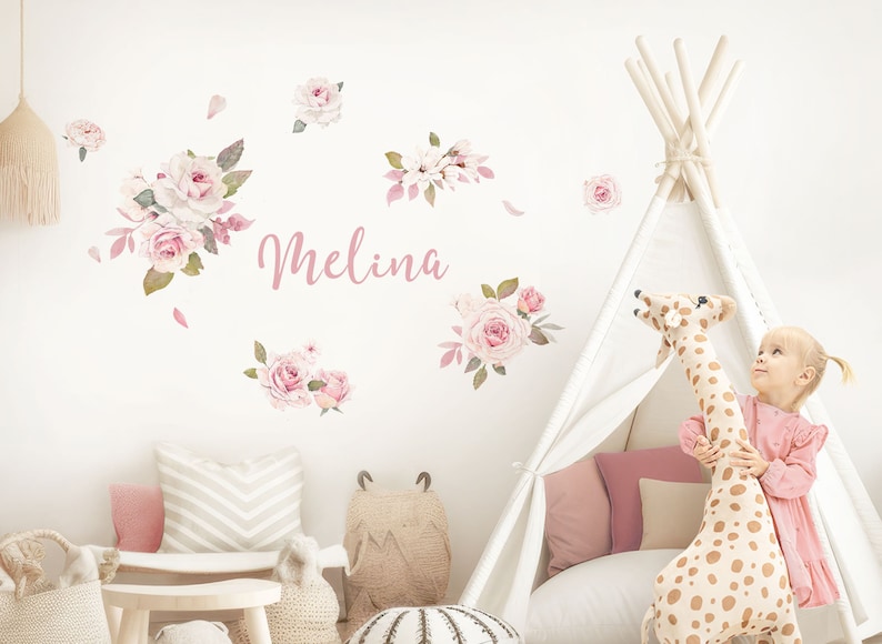 Wall sticker flowers set roses wall sticker personalized for baby room wall sticker for children's room bedroom decoration self-adhesive DK1106 image 1