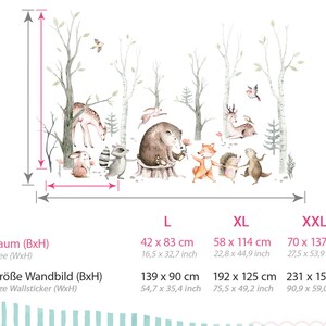 Autocollant mural XXL animaux de la forêt avec arbre, autocollant mural pour chambre d'enfant, décoration murale pour chambre de bébé, DK1117 image 2