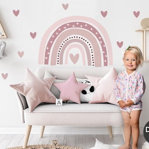 Wall sticker rainbow wall decal for children's room hearts wall sticker for baby room decoration self-adhesive DK1036