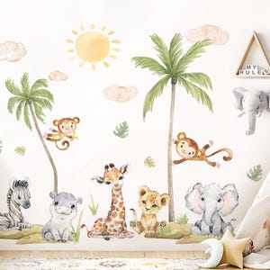 Set adesivi murali XXL adesivi murali animali baby safari per camerette adesivi murali per camerette leone giraffa decorazione autoadesiva DK1052
