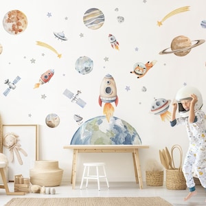 Adesivi murali sistema solare XXL set adesivi murali per camerette adesivi murali spaziali per camerette pianeti stelle decorazione autoadesiva DK1133