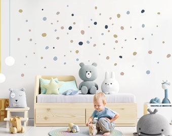 Polka dot wall sticker set adhesive dots 92 pieces wall sticker children's room dots circles blue beige gray wall sticker dots DK1020