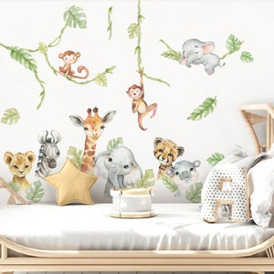 Wall sticker jungle animals set wall stickers for children's rooms lion elephant giraffe wall stickers for baby rooms safari self-adhesive DK1027