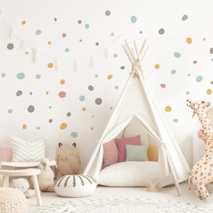 Polka dot wall stickers 92 pieces set for baby room wall sticker dots spots for children&#39;s room adhesive dots yellow mint red wall sticker DK1011