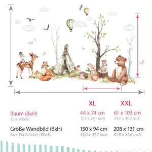 Stickers muraux XXL animaux de la forêt set stickers muraux pour chambres d'enfants stickers muraux pour chambres de bébé chambre décoration murale DK1112 image 2