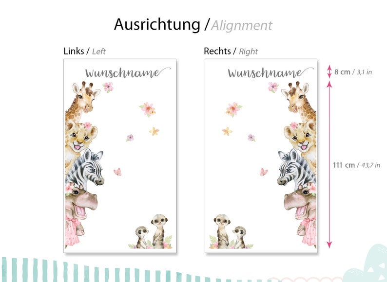 Türsticker Dschungeltiere Wandsticker für Kinderzimmer Wandtattoo Babyzimmer Türaufkleber Wandaufkleber selbstklebend Tür Sticker DK1124 image 5