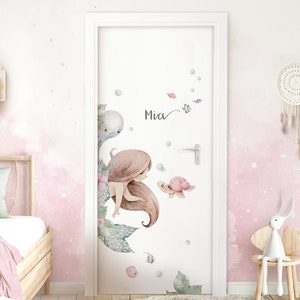 Door sticker mermaid wall sticker for children's room wall sticker door sticker baby room wall sticker door decoration self-adhesive DK1123