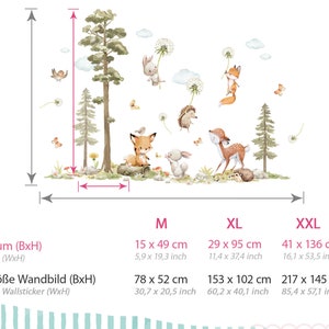 Ensemble d'autocollants XXL animaux de la forêt sticker mural pour chambre d'enfant animaux de pissenlit tatouage mural pour chambre de bébé sticker mural décoration auto-adhésif DK1137 image 2