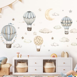 Hot air balloon set wall sticker for children's room watercolor clouds wall sticker for baby room boho wall sticker decoration self-adhesive DK1166