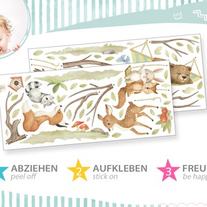 XXL Wandsticker Set für Kinderzimmer Waldtiere Wandtattoo für Babyzimmer Baum Fuchs Bär Wandaufkleber selbstklebend Deko DK1134 zdjęcie 3