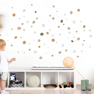 Polka Dots Set of 92 Wall Stickers for Baby Room Wall Stickers Dots Brown Mint Gray Wall Sticker Adhesive Dots for Children's Room DK1025