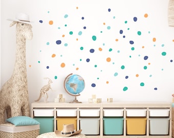 Polka Dot Set of 92 Wall Stickers for Children's Room Dots Mint Blue Yellow Glue Dots Circles Wall Sticker for Baby Room Wall Sticker DK1010