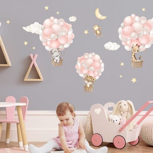 Wall sticker hot air balloon animals children's room wall sticker moon clouds wall sticker for baby room wall decoration DK1032