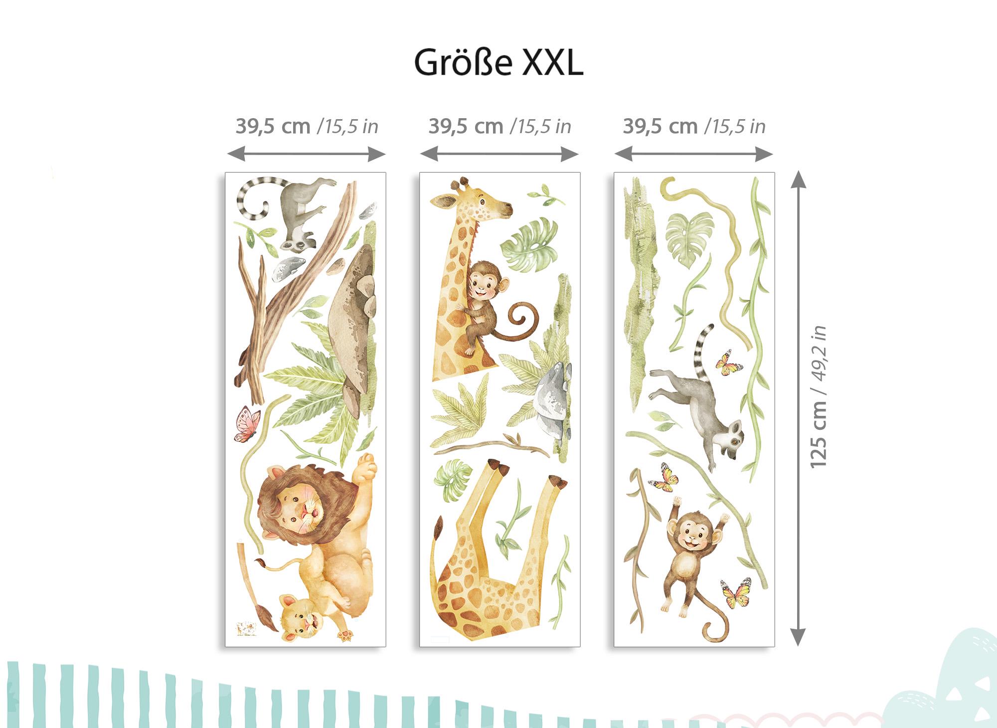 XXL Jungle Animals Set Wall Decal for Children's Room Safari Monkeys ...