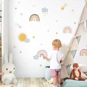 Rainbow and stars wall sticker pastel wall sticker rainbow for children&#39;s room wall sticker self-adhesive decoration DK1082