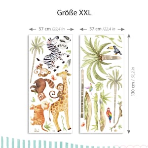 Lot d'autocollants XXL Autocollant mural animaux de la jungle pour chambre d'enfant Autocollant mural animaux de safari pour chambre de bébé Autocollant mural palmier DK1146 image 5