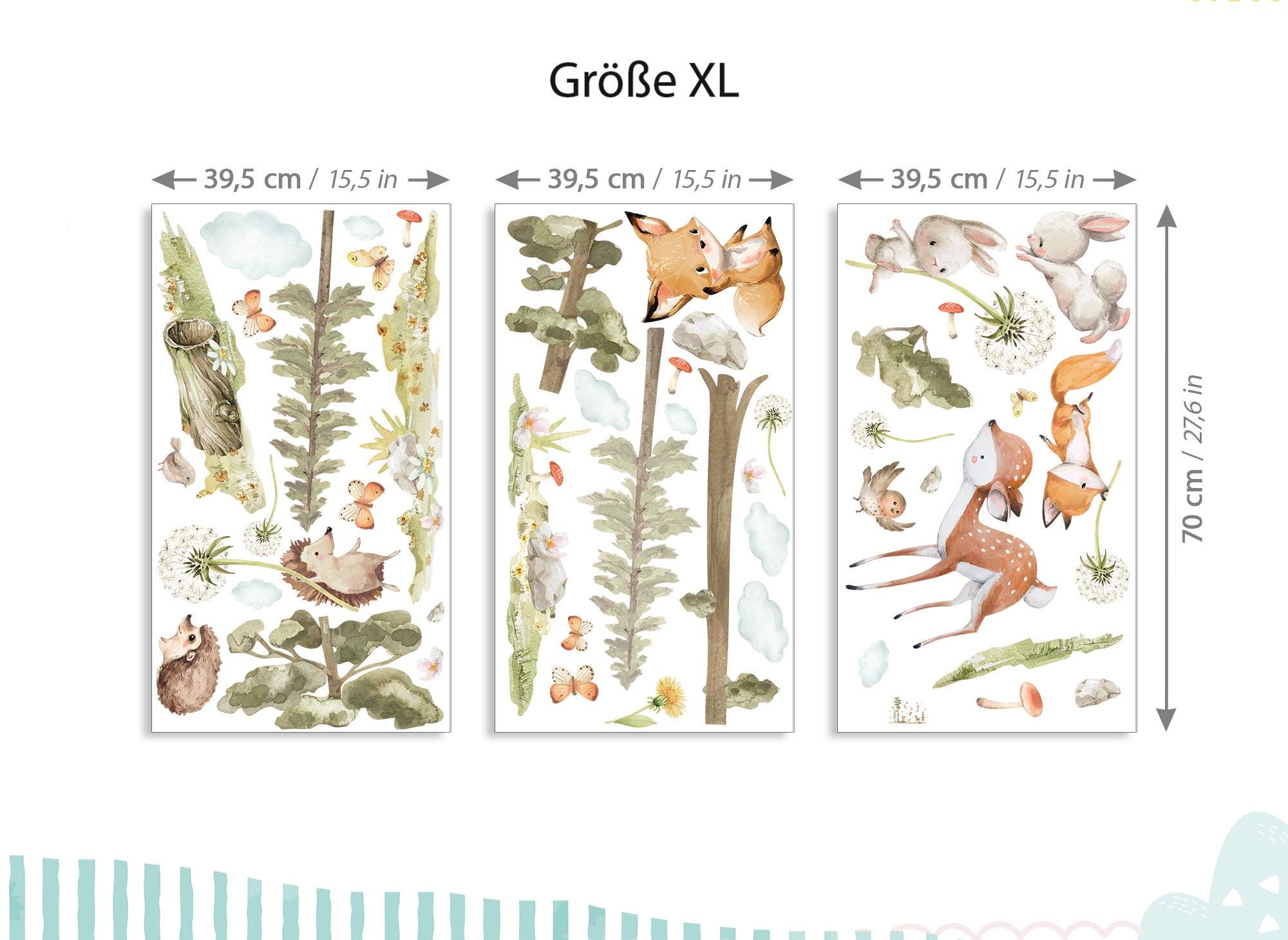 XXL Sticker Set Forest Animals Wall Stickers for Children's Room Dandelion Animals Wall Decal for Baby Room Wall Sticker Decoration Self-Adhesive DK1137