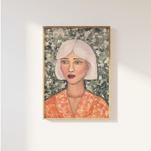 Original Abstract Portrait, Woman face wall art, Acrylic&#39;s Painting on Canvas