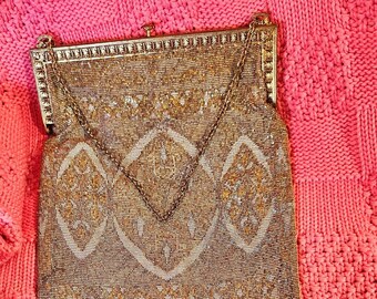 Antique French Circa 1900-1910 Steel-Cut Beaded Purse