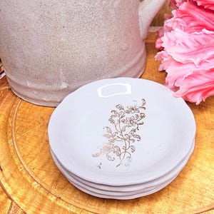 Vintage Butter Pats With Gold Design - Set of Four